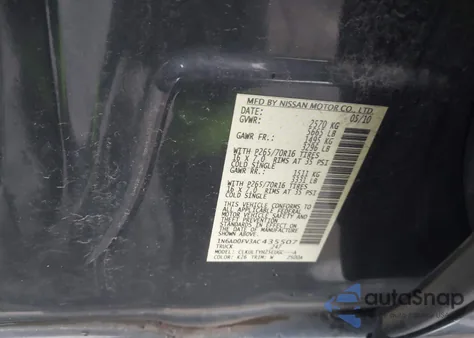 2010 Nissan Frontier Se z USA, uszkodzony, nr VIN 1N6AD0FV3AC435507